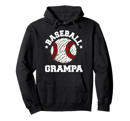Baseball Grampa Distressed Funny Hoodie - Novelty Apparel for Adults - T-Shirt, Sweatshirt, Hoodie