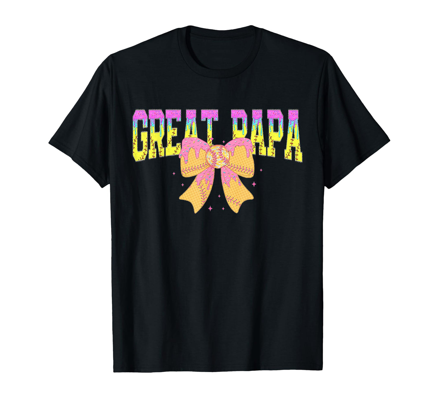 Softball Great Papa Ice Cream Drip T-Shirt - Fun Novelty Design for Adults - T-Shirt, Sweatshirt, Hoodie
