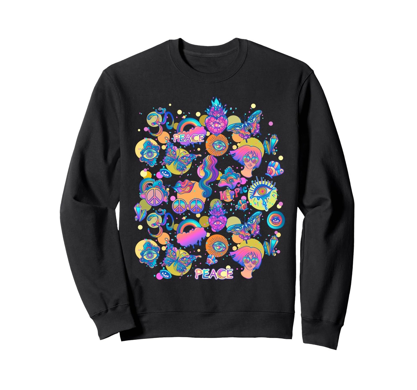 Rainbow Butterfly Y2K Collage Sweatshirt - Fun Novelty Design for Adults - T-Shirt, Sweatshirt, Hoodie