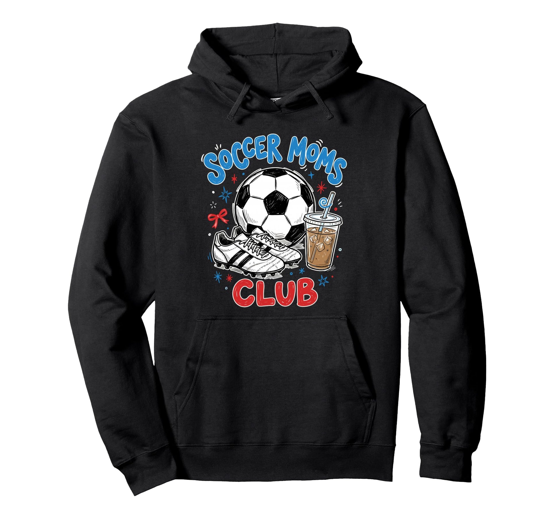 Soccer Moms Club Iced Coffee Cleats Hoodie - Unique Graphic Men Women - T-Shirt, Sweatshirt, Hoodie