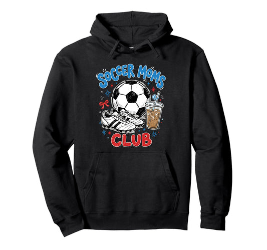 Soccer Moms Club Iced Coffee Cleats Hoodie - Unique Graphic Men Women - T-Shirt, Sweatshirt, Hoodie