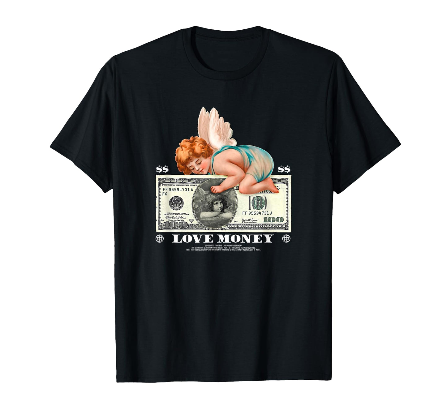 Love Money Angel Aesthetic Edgy Streetwear T-Shirt - Graphic Print Unisex - T-Shirt, Sweatshirt, Hoodie