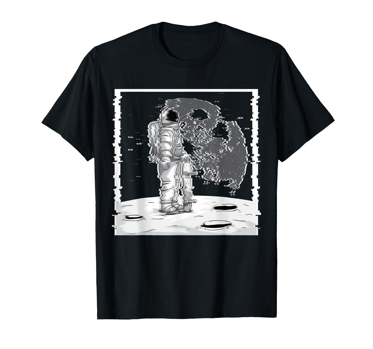 Skateboarding Astronaut Skater Moon T-Shirt - Custom Art Print Men Women - T-Shirt, Sweatshirt, Hoodie