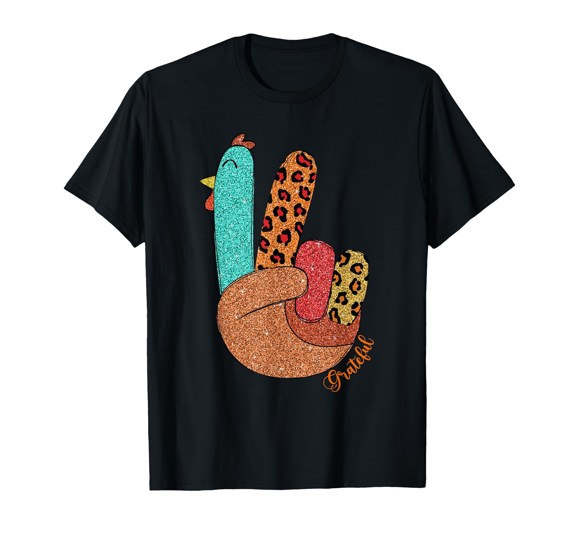 Thanksgiving Peace Sign Peace Love Turkey T-Shirt - Graphic Print Unisex - T-Shirt, Sweatshirt, Hoodie