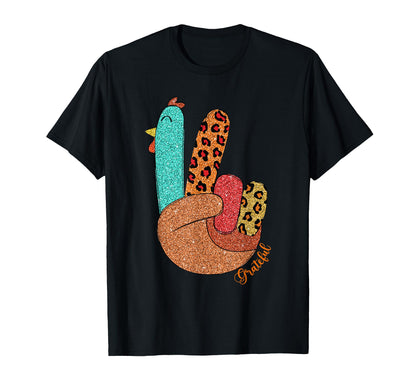 Thanksgiving Peace Sign Peace Love Turkey T-Shirt - Graphic Print Unisex - T-Shirt, Sweatshirt, Hoodie