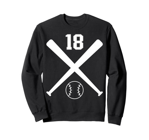 Baseball Softball Number 18 Sweatshirt - Aesthetic Graphic for Adults - T-Shirt, Sweatshirt, Hoodie