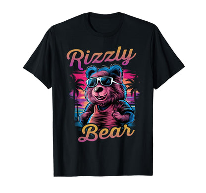 Rizzly Bear Synthwave Retrowave Aesthetic T-Shirt - Novelty Apparel Unisex - T-Shirt, Sweatshirt, Hoodie