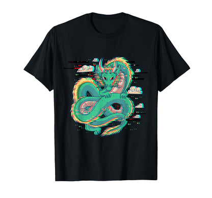 Grunge Dragon Glitch Dragon Aesthetic T-Shirt - Custom Art Print Men Women - T-Shirt, Sweatshirt, Hoodie