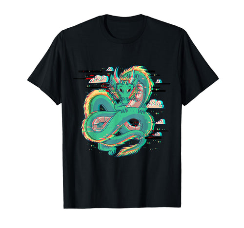 Grunge Dragon Glitch Dragon Aesthetic T-Shirt - Custom Art Print Men Women - T-Shirt, Sweatshirt, Hoodie