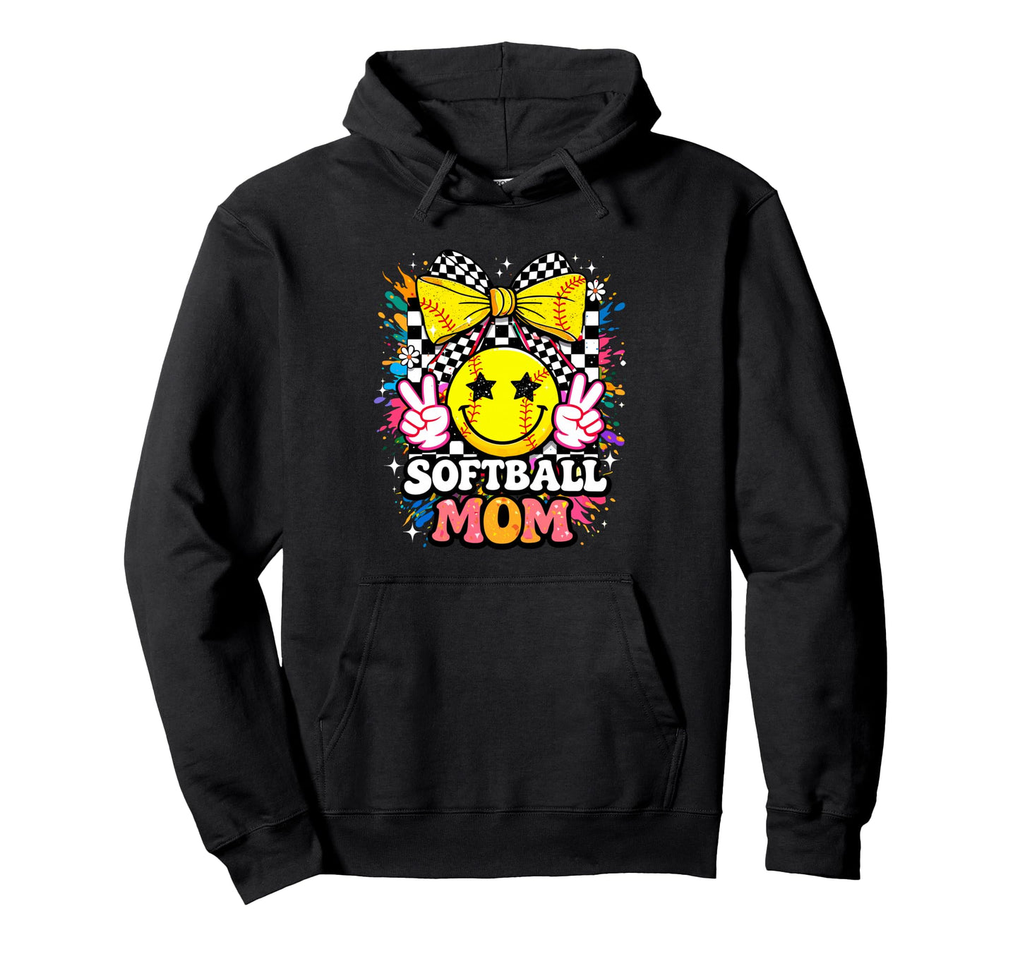 Peace Groovy Coquette Bow Softball Mom Hoodie - Minimalist Print Men Women - T-Shirt, Sweatshirt, Hoodie