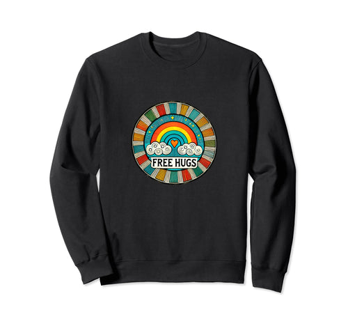 Free Hugs Rainbow Illustration Sweatshirt - Aesthetic Graphic for Adults - T-Shirt, Sweatshirt, Hoodie