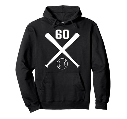 Baseball Softball Number 60 Hoodie - Minimalist Print Unisex - T-Shirt, Sweatshirt, Hoodie