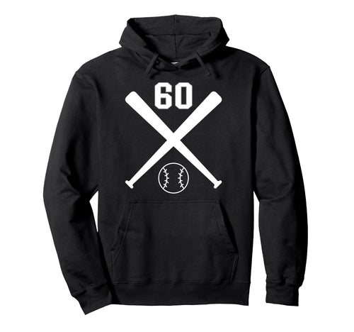 Baseball Softball Number 60 Hoodie - Minimalist Print Unisex - T-Shirt, Sweatshirt, Hoodie