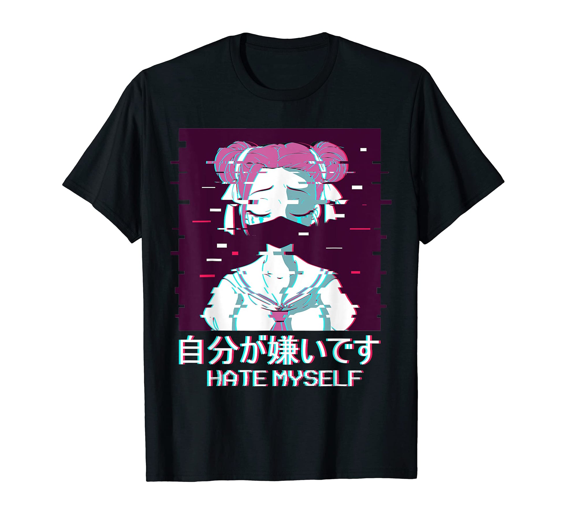 Hate Myself Geisha Anime Japanese T-Shirt - Custom Art Print Men Women - T-Shirt, Sweatshirt, Hoodie