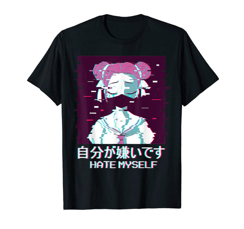 Hate Myself Geisha Anime Japanese T-Shirt - Custom Art Print Men Women - T-Shirt, Sweatshirt, Hoodie
