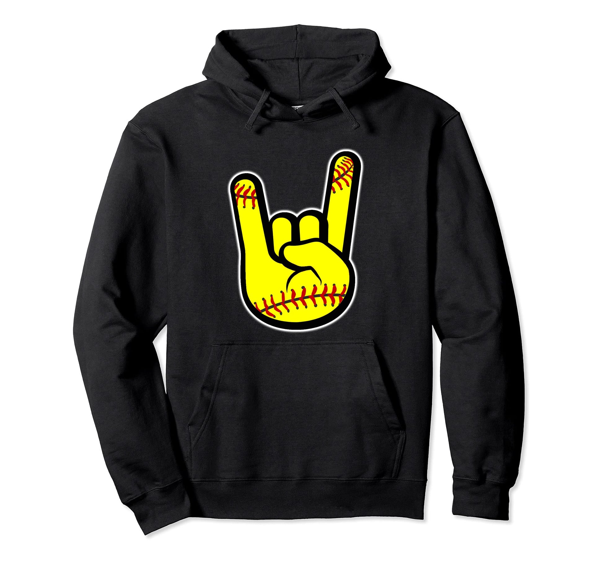 Rocker Fist Softball Players Finger Fans Hoodie - Trendy Graphic Unisex - T-Shirt, Sweatshirt, Hoodie