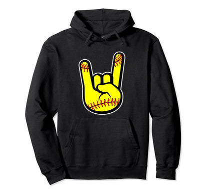 Rocker Fist Softball Players Finger Fans Hoodie - Trendy Graphic Unisex - T-Shirt, Sweatshirt, Hoodie