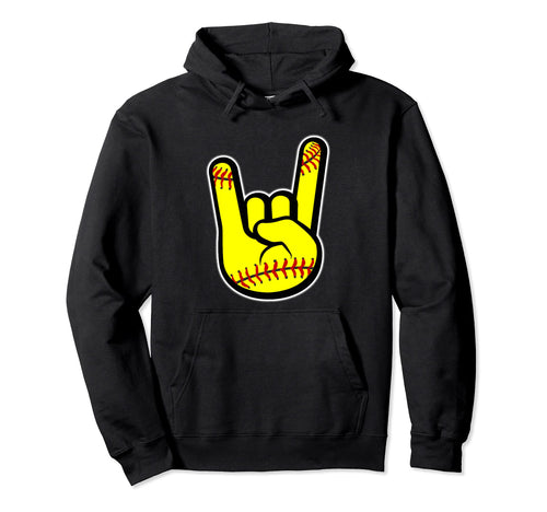 Rocker Fist Softball Players Finger Fans Hoodie - Trendy Graphic Unisex - T-Shirt, Sweatshirt, Hoodie