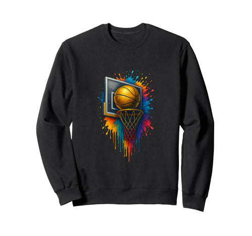 Rainbow Basketball Splash And Hoop Sweatshirt - Unique Graphic Unisex - T-Shirt, Sweatshirt, Hoodie