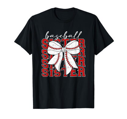 Baseball Sister Coquette Bow Sport T-Shirt - Fun Novelty Design Men Women - T-Shirt, Sweatshirt, Hoodie