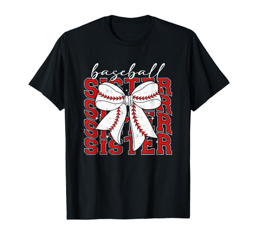 Baseball Sister Coquette Bow Sport T-Shirt - Fun Novelty Design Men Women - T-Shirt, Sweatshirt, Hoodie