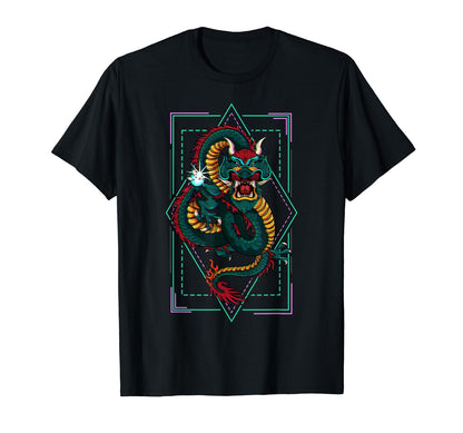 Japanese Aesthetic Dragon Vaporwave T-Shirt - Aesthetic Graphic for Adults - T-Shirt, Sweatshirt, Hoodie
