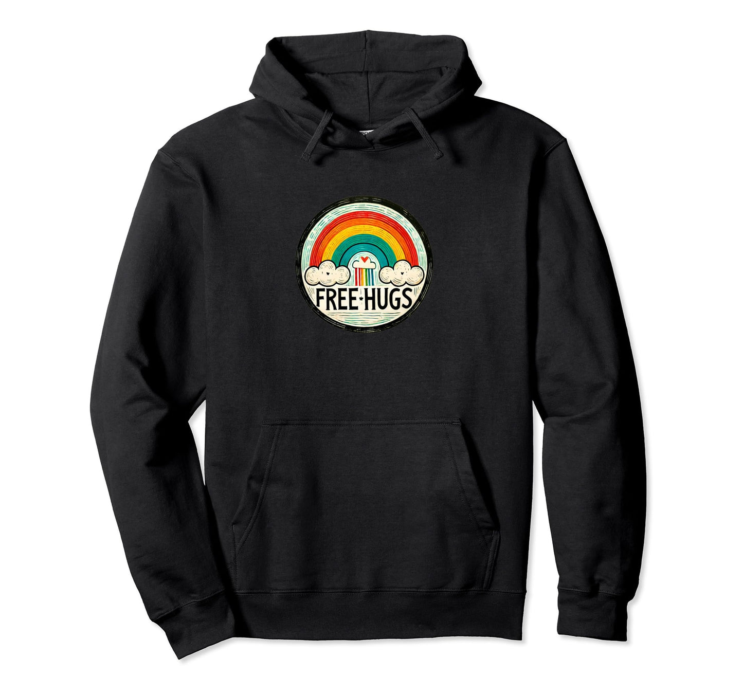 Free Hugs Rainbow Illustration Rainbows Hoodie - Graphic Print Unisex - T-Shirt, Sweatshirt, Hoodie