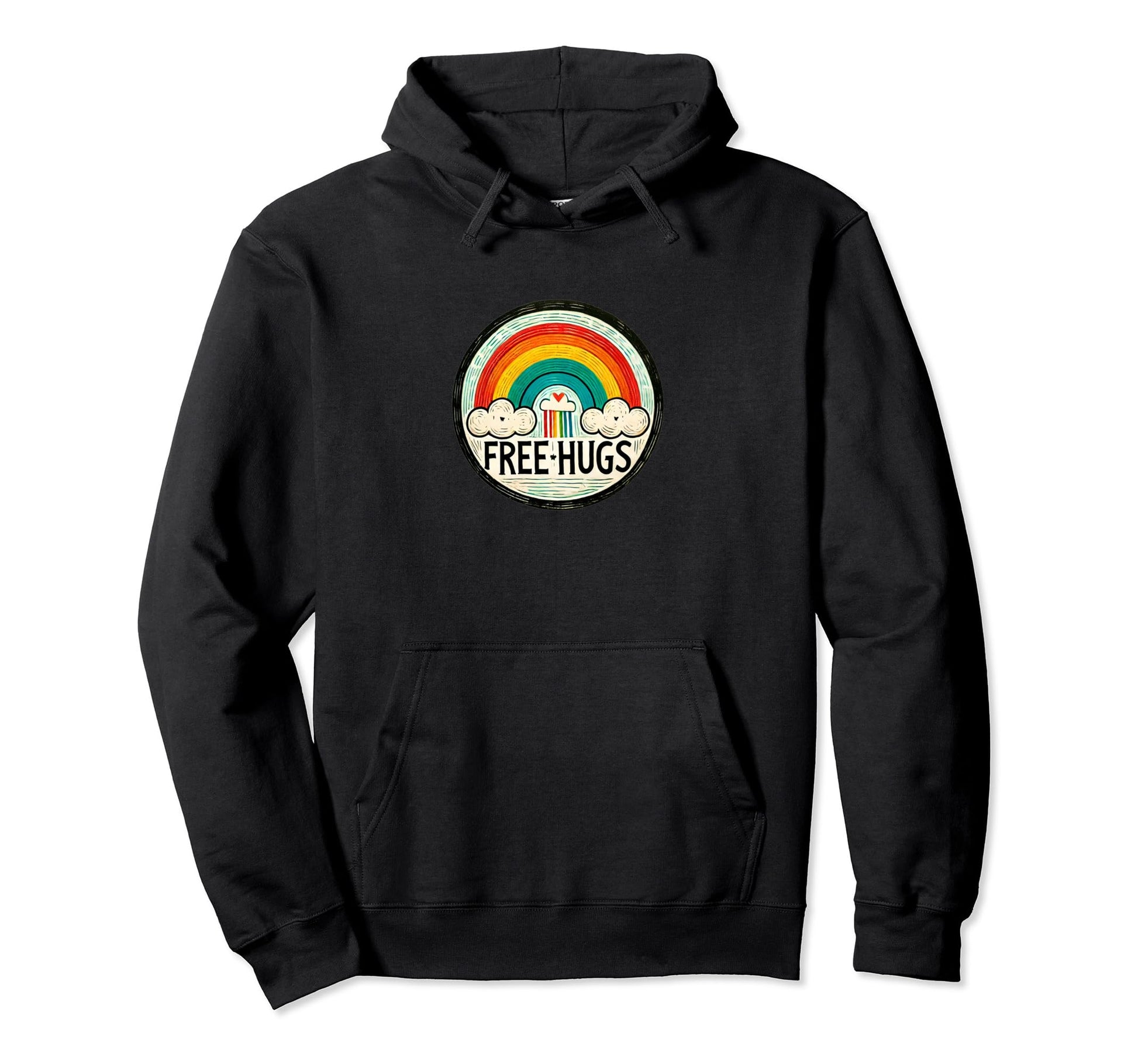 Free Hugs Rainbow Illustration Rainbows Hoodie - Graphic Print Unisex - T-Shirt, Sweatshirt, Hoodie