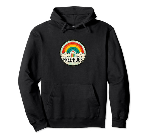 Free Hugs Rainbow Illustration Rainbows Hoodie - Graphic Print Unisex - T-Shirt, Sweatshirt, Hoodie