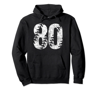 Baseball Softball Mom 80 Number 80 Hoodie - Minimalist Print Unisex - T-Shirt, Sweatshirt, Hoodie