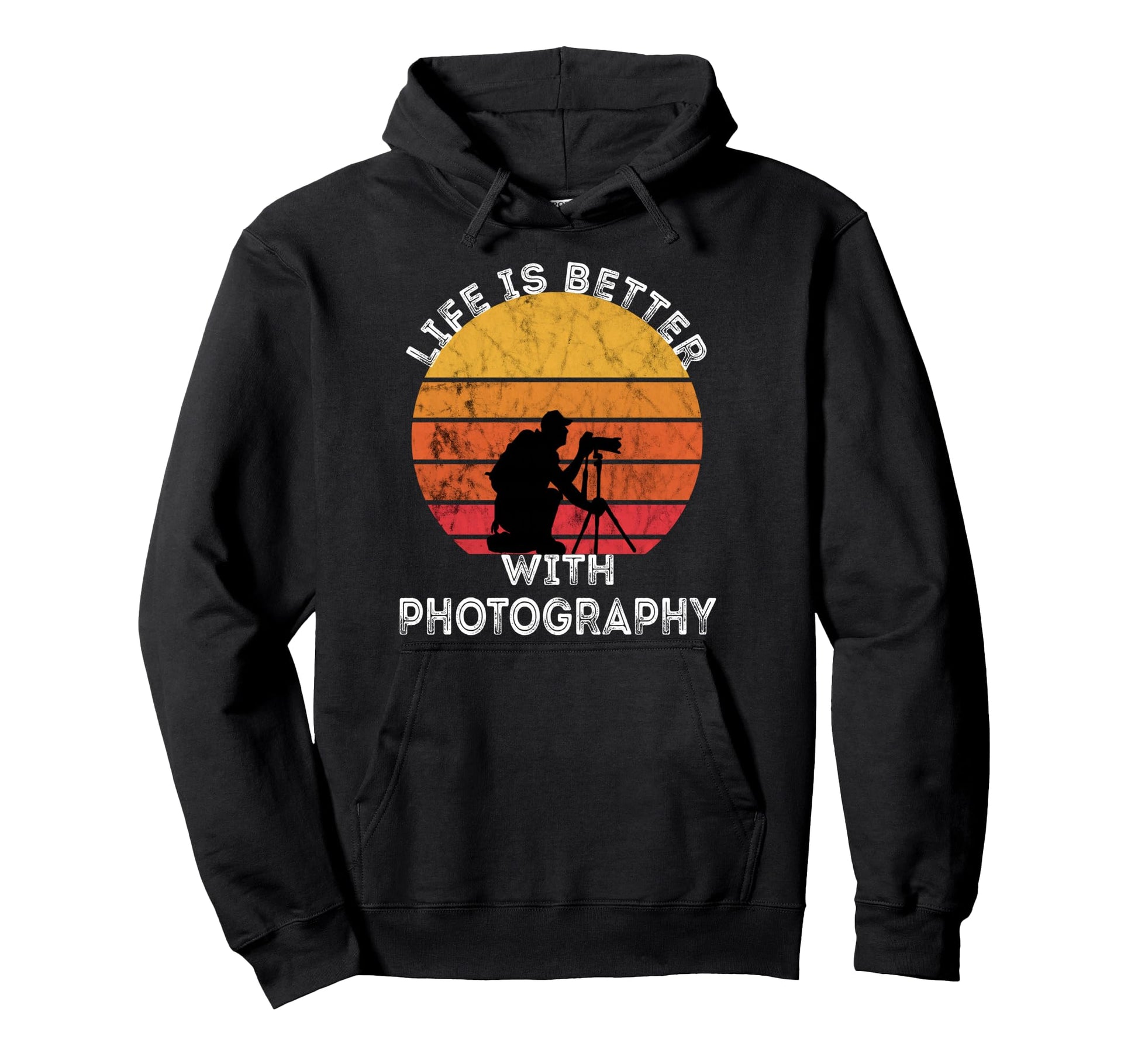 Photographer Camera Lover Sunset Hoodie - Casual Everyday Wear Men Women - T-Shirt, Sweatshirt, Hoodie
