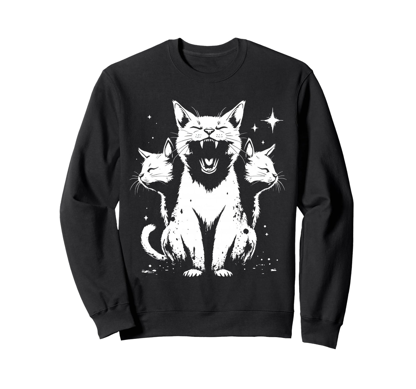 3 Headed Cat Grunge Alt 90S Sweatshirt - Streetwear Style for Adults - T-Shirt, Sweatshirt, Hoodie