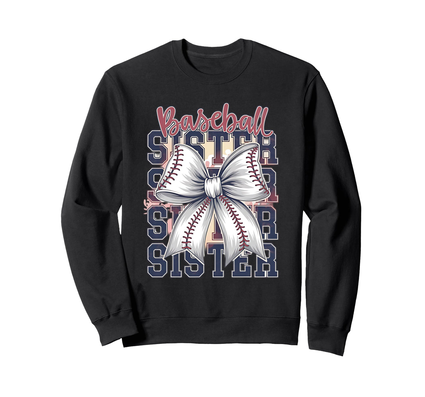 Baseball Sister Coquette Bow Sweatshirt - Minimalist Print Unisex - T-Shirt, Sweatshirt, Hoodie