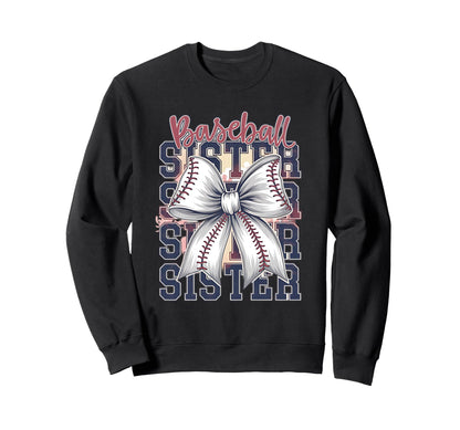 Baseball Sister Coquette Bow Sweatshirt - Minimalist Print Unisex - T-Shirt, Sweatshirt, Hoodie