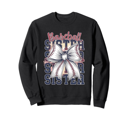 Baseball Sister Coquette Bow Sweatshirt - Minimalist Print Unisex - T-Shirt, Sweatshirt, Hoodie