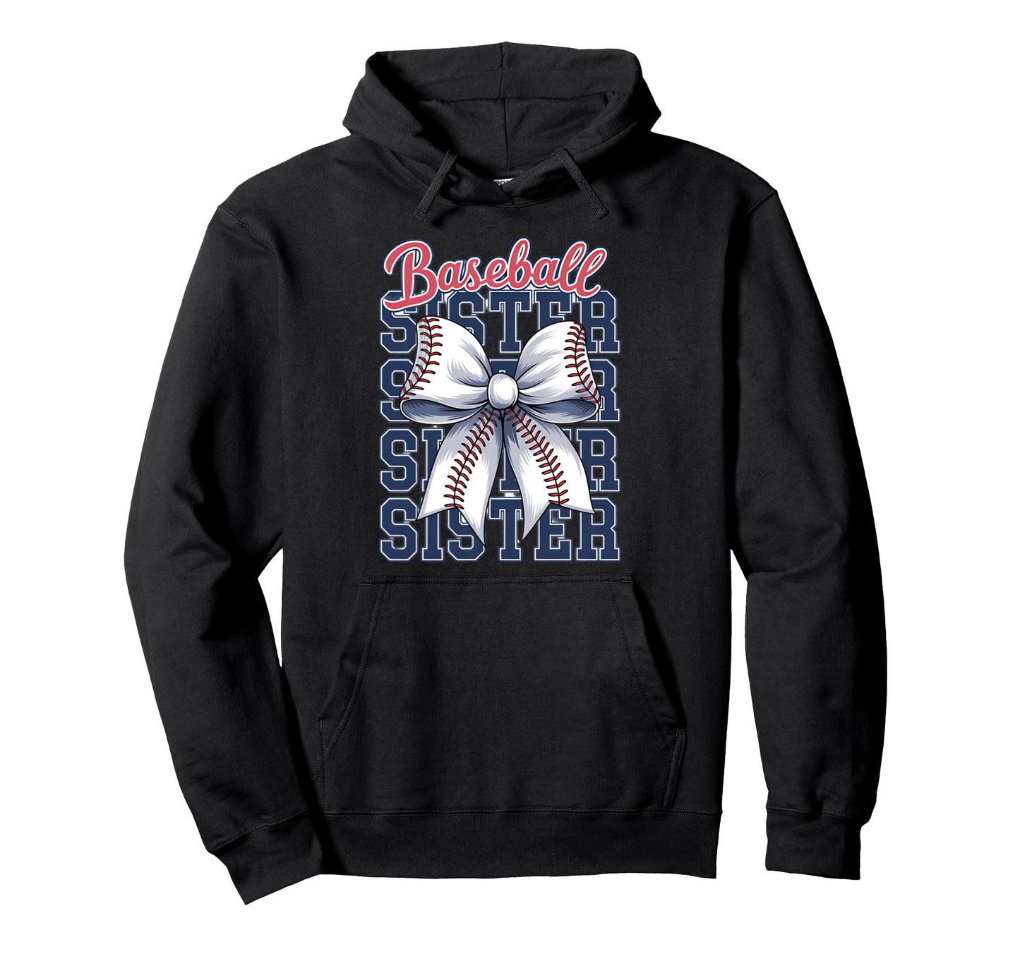Baseball Sister Coquette Bow Hoodie - Unique Graphic Men Women - T-Shirt, Sweatshirt, Hoodie