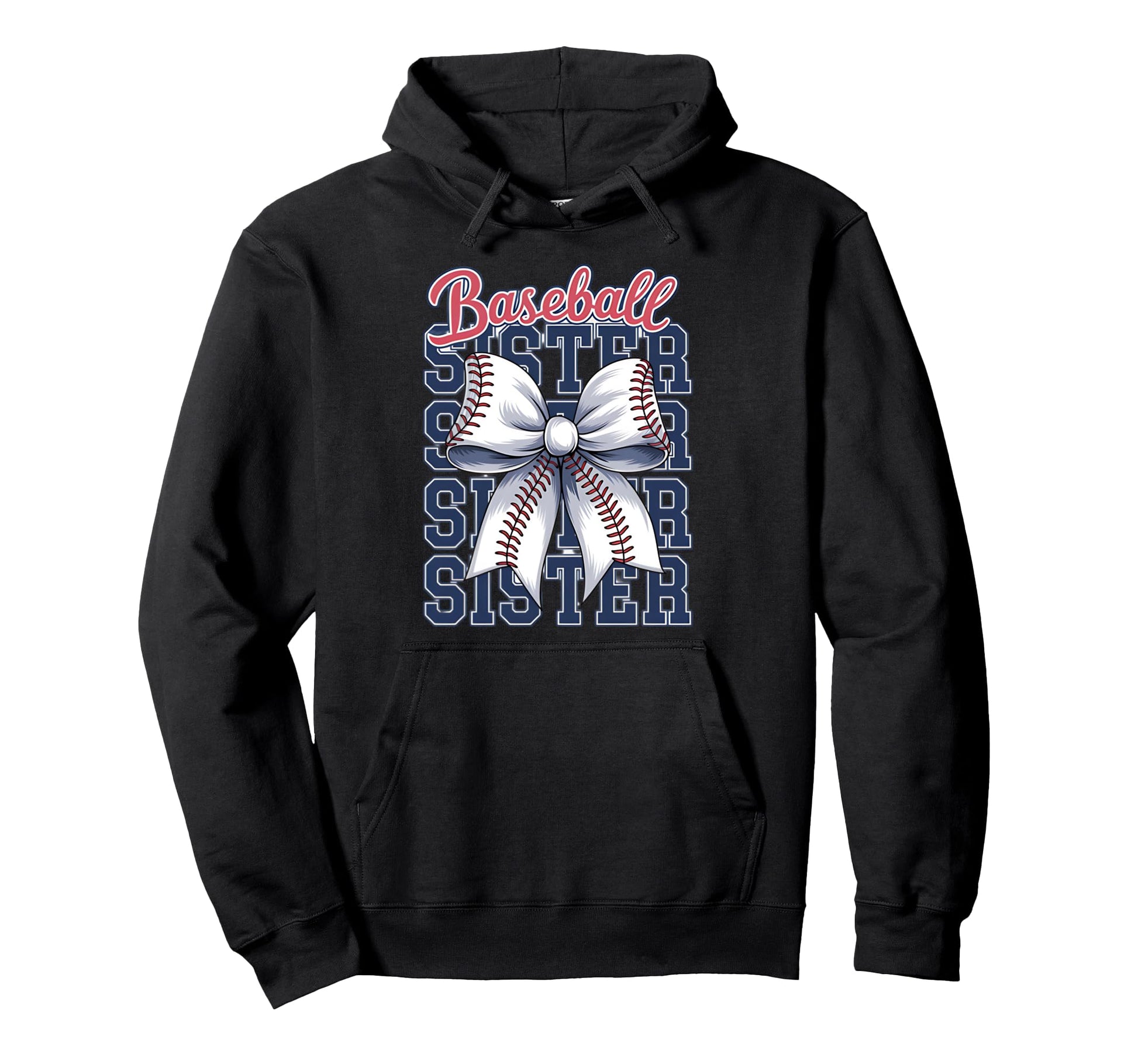Baseball Sister Coquette Bow Hoodie - Unique Graphic Men Women - T-Shirt, Sweatshirt, Hoodie