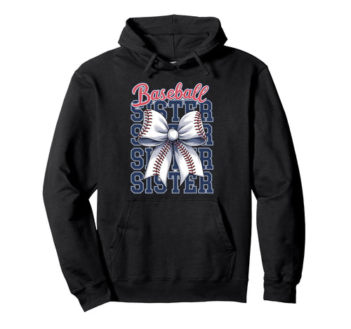 Baseball Sister Coquette Bow Hoodie - Unique Graphic Men Women - T-Shirt, Sweatshirt, Hoodie