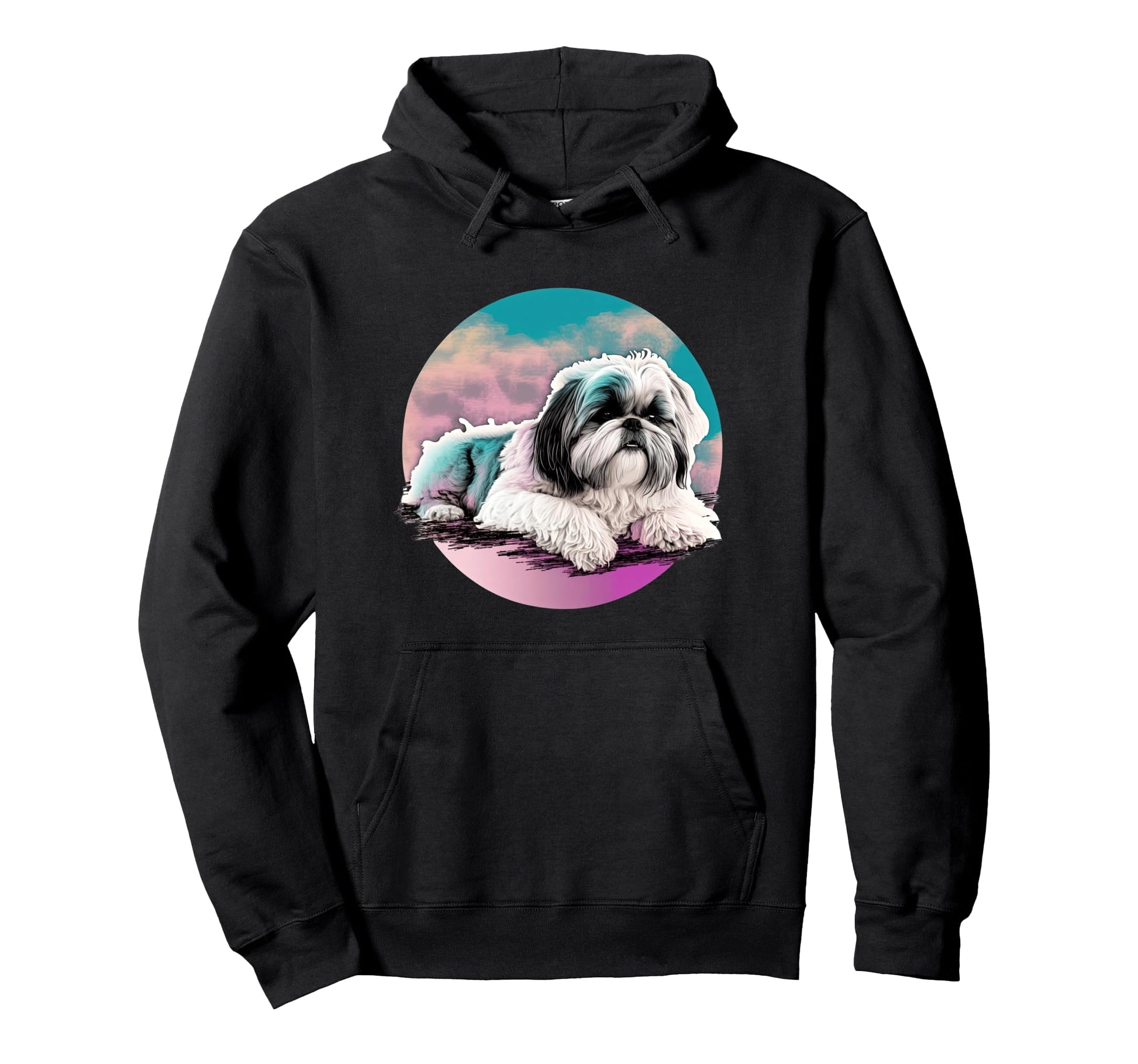 Shih Tzu Vaporwave Retrowave Aesthetic Hoodie - Minimalist Print for Adults - T-Shirt, Sweatshirt, Hoodie