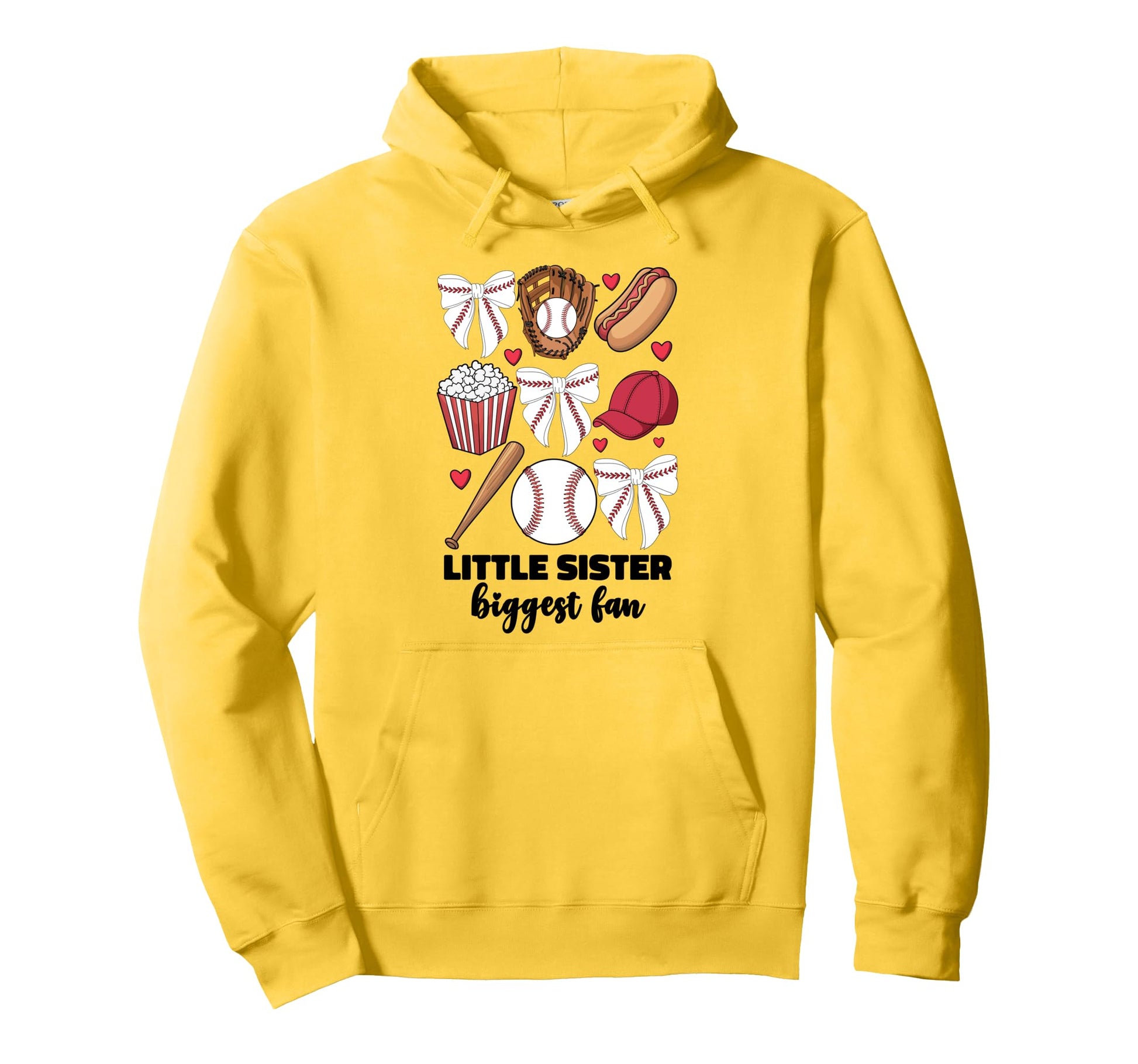Little Sister Biggest Fan Baseball Hoodie - Minimalist Print for Adults - T-Shirt, Sweatshirt, Hoodie