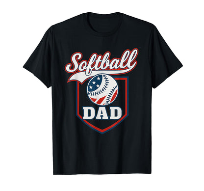 Patriotic Softball Dad Us Flag Proud T-Shirt - Streetwear Style Unisex - T-Shirt, Sweatshirt, Hoodie