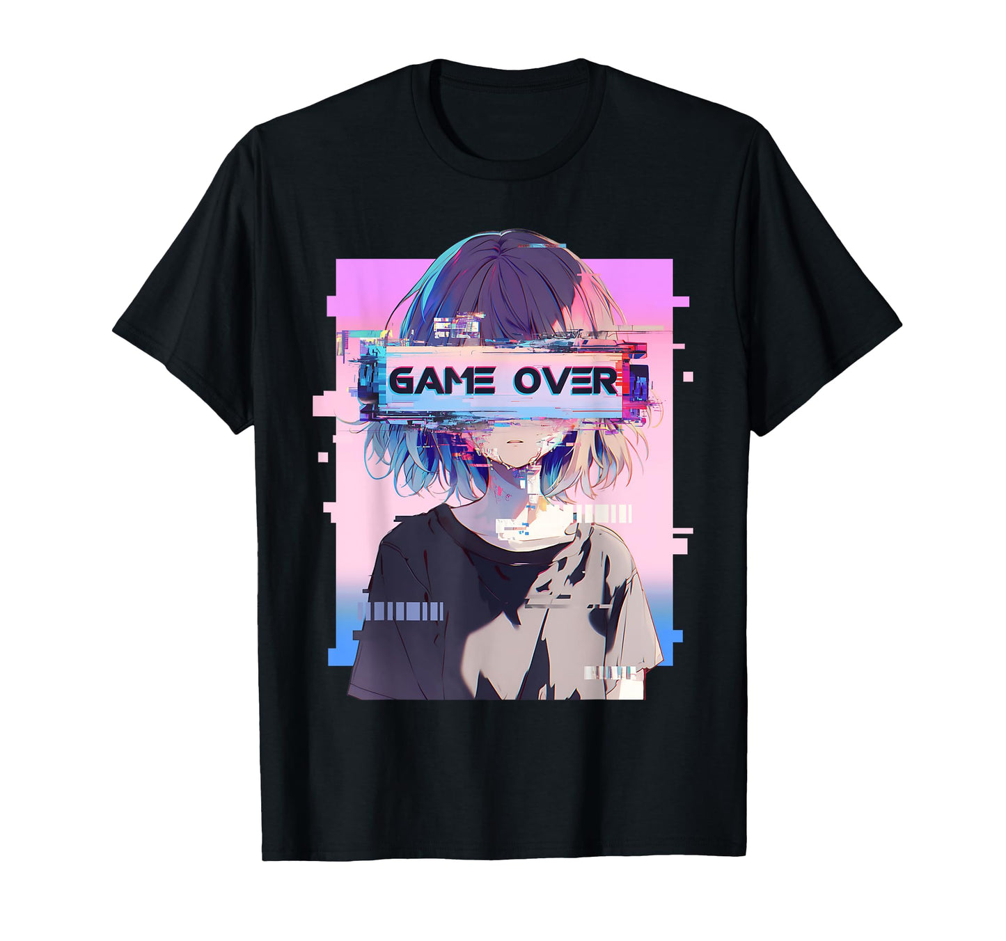 Game Over Sad Glitch Eyes Vaporwave T-Shirt - Custom Art Print for Adults - T-Shirt, Sweatshirt, Hoodie