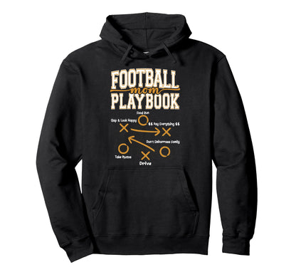 Football Mom Playbook Game Day Football Hoodie - Trendy Graphic for Adults - T-Shirt, Sweatshirt, Hoodie