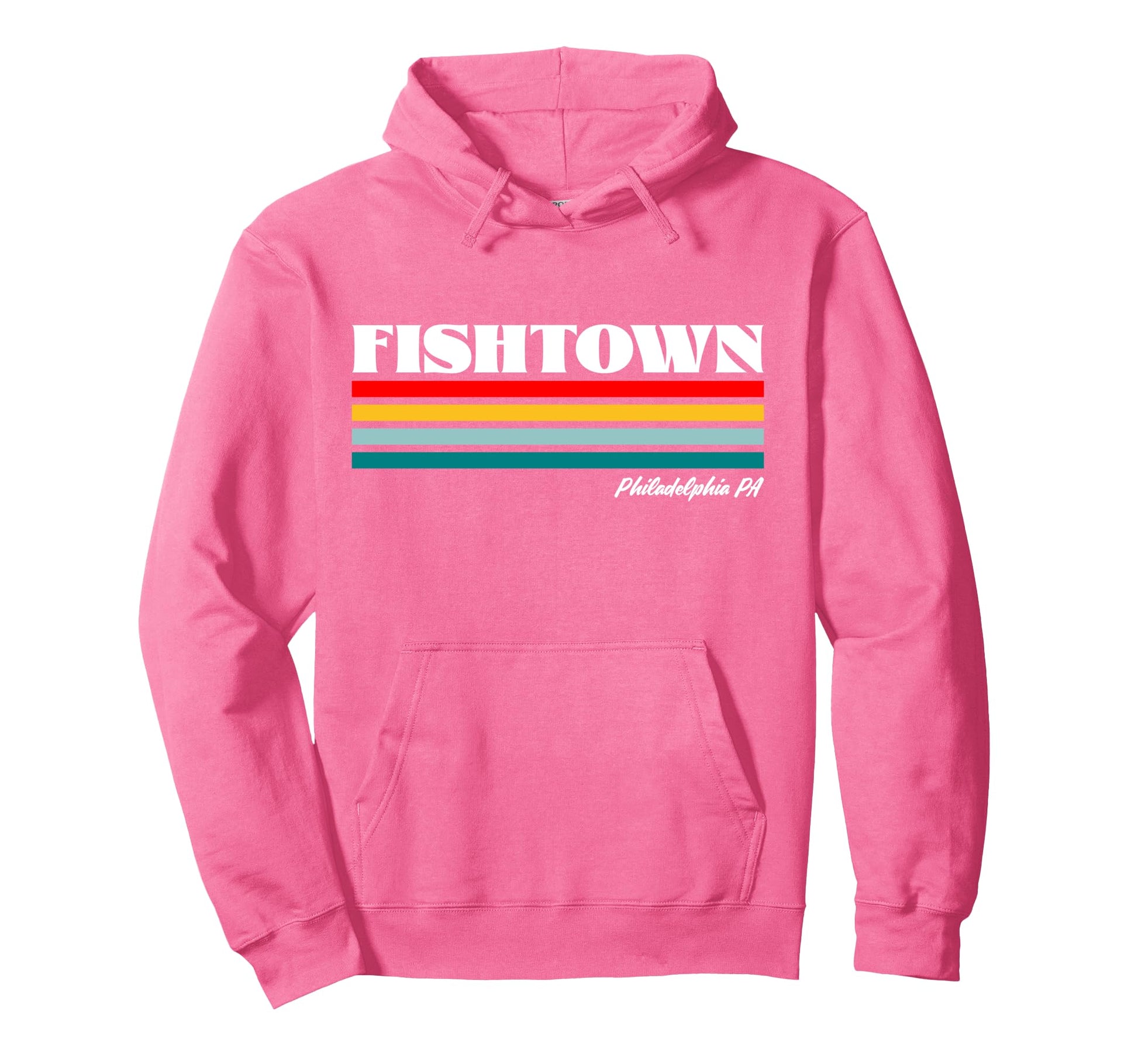 Fishtown Philadelphia Pa Rainbow Stripes Hoodie - Graphic Print for Adults - T-Shirt, Sweatshirt, Hoodie