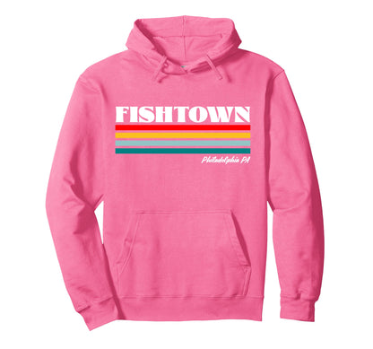Fishtown Philadelphia Pa Rainbow Stripes Hoodie - Graphic Print for Adults - T-Shirt, Sweatshirt, Hoodie