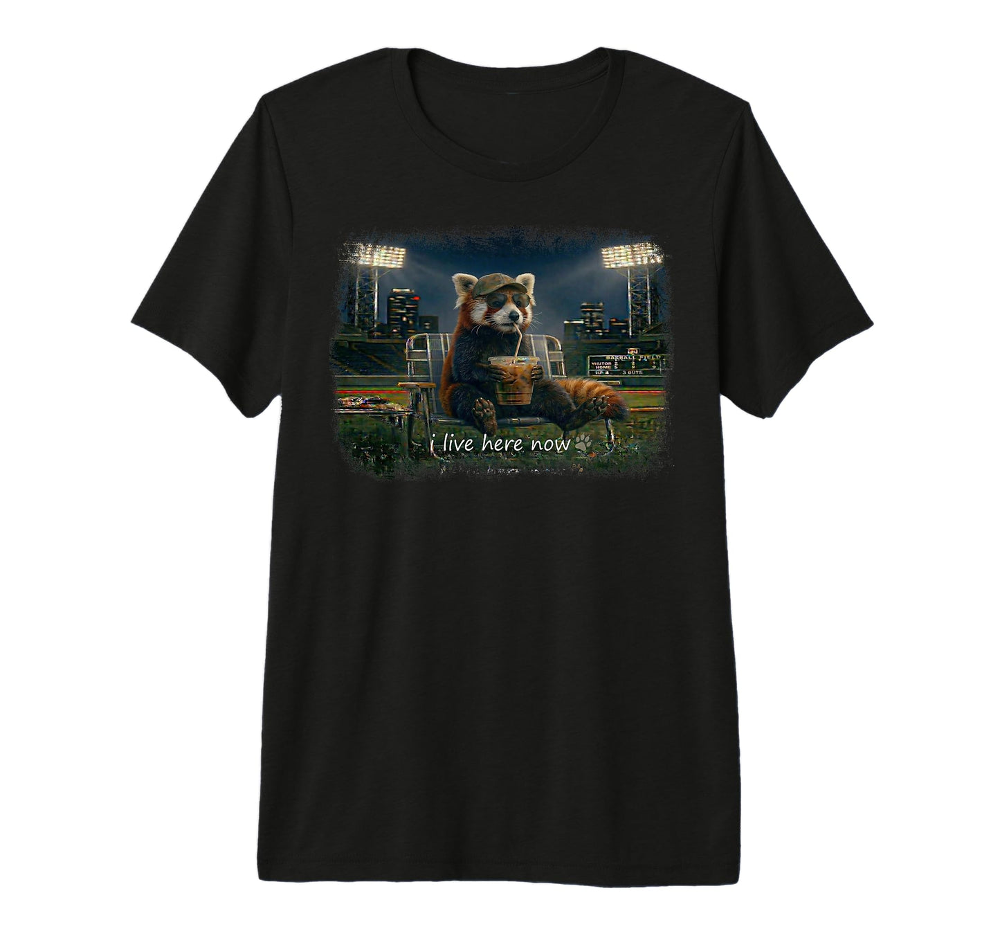 Funny Red Panda Ballfield Baseball T-Shirt - Fun Novelty Design Men Women - T-Shirt, Sweatshirt, Hoodie