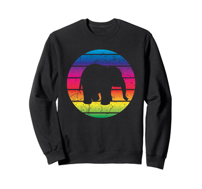 Rainbow Elephant Good Vibes Animal Sweatshirt - Trendy Graphic for Adults - T-Shirt, Sweatshirt, Hoodie