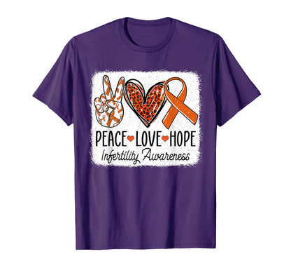 Peace Love Hope Infertility Awareness T-Shirt - Unique Graphic for Adults - T-Shirt, Sweatshirt, Hoodie