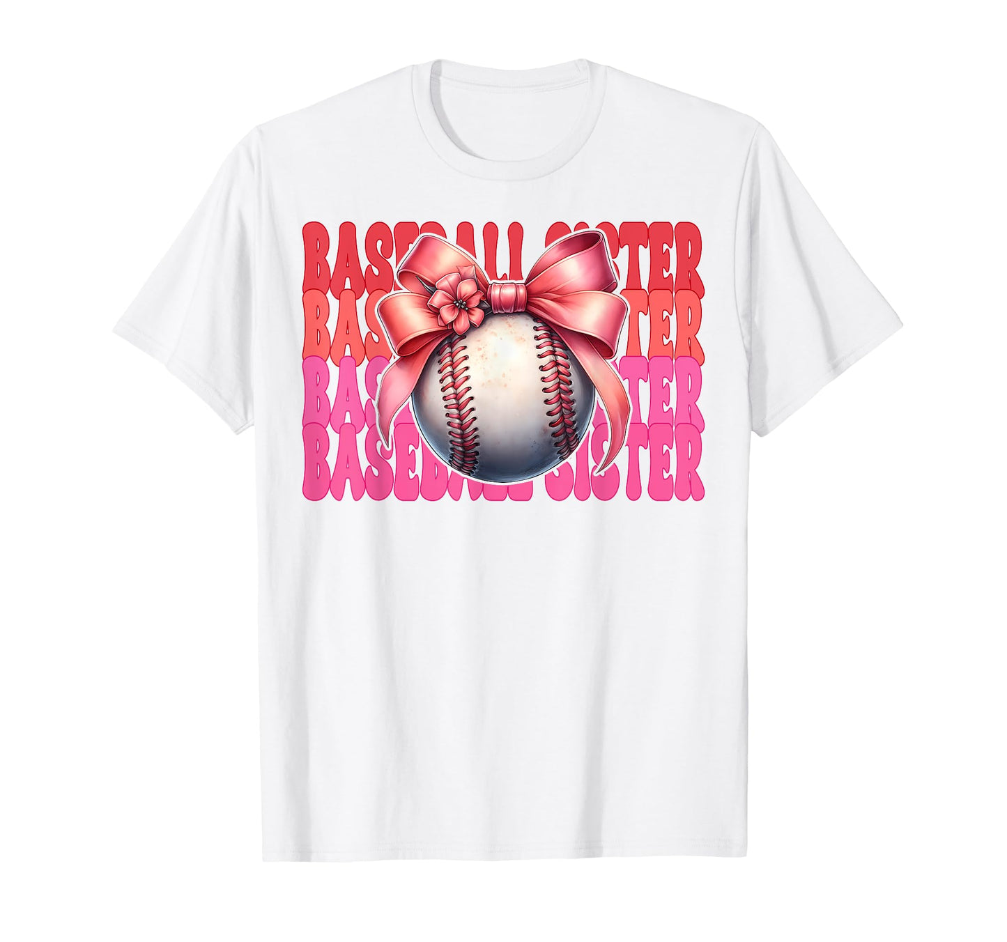 Baseball Sister Baseball Coquette Bow T-Shirt - Graphic Print for Adults - T-Shirt, Sweatshirt, Hoodie