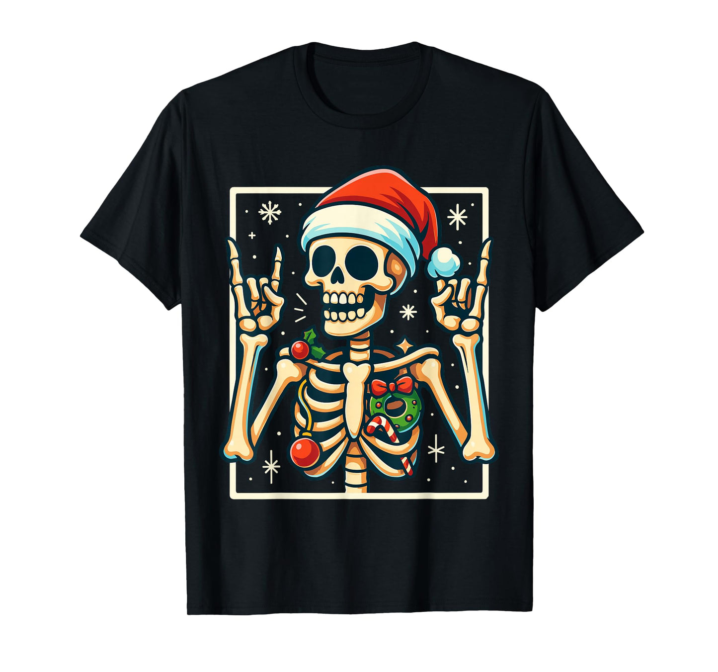 Punk Rock Band Rocker Skeleton Santa T-Shirt - Novelty Apparel Unisex - T-Shirt, Sweatshirt, Hoodie